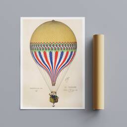 Vintage Hot Air Balloon Print - French Flag, Paris 1874 - thumbnail 3