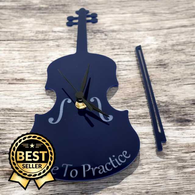 Violin Shaped Clocks - Custom Colours & Woods. Engraving Bespoke Shapes & Sizes Made - image 1