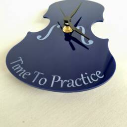 Violin Shaped Clocks - Custom Colours & Woods. Engraving Bespoke Shapes & Sizes Made - thumbnail 2