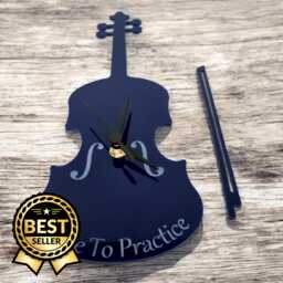 Violin Shaped Clocks - Custom Colours & Woods. Engraving Bespoke Shapes & Sizes Made