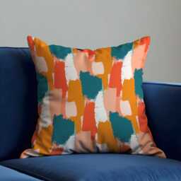Abstract Brushstroke Cushion Cover, Bold Teal, Orange & Coral Pillow Case, Modern & Creative Home Decor, Any Size Case - thumbnail 3