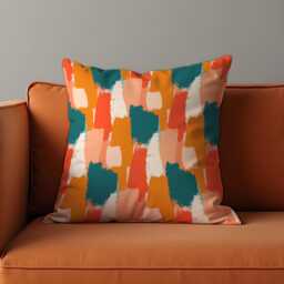 Abstract Brushstroke Cushion Cover, Bold Teal, Orange & Coral Pillow Case, Modern & Creative Home Decor, Any Size Case