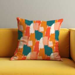 Abstract Brushstroke Cushion Cover, Bold Teal, Orange & Coral Pillow Case, Modern & Creative Home Decor, Any Size Case - thumbnail 2