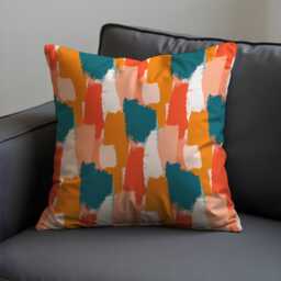 Abstract Brushstroke Cushion Cover, Bold Teal, Orange & Coral Pillow Case, Modern & Creative Home Decor, Any Size Case - thumbnail 4