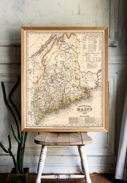 Old Map Of Maine - Vintage U.s. State Geography Giclee Reproduction - image 1