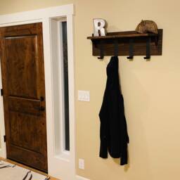 Rustic Coat Rack With Shelf - Entryway Hooks Farm House Decor Home Wall 29.5 Inches - thumbnail 2