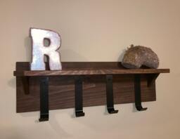 Rustic Coat Rack With Shelf - Entryway Hooks Farm House Decor Home Wall 29.5 Inches - thumbnail 1
