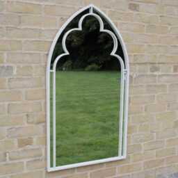 Large Arched Mirror, White Frame, Gothic Garden Wall Mirror - UK Delivery - thumbnail 2
