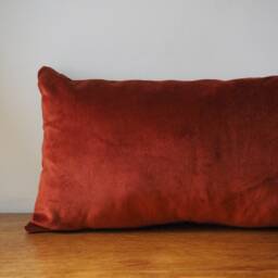 Paisley Print Rusty Orange Velvet Backed Bolster Cushion - thumbnail 3