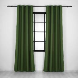 Custom Size Linen Curtains, Blackout Option - Extra Wide & Long Natural Drapes Dark Green - thumbnail 2
