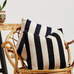 Black Striped Pillow, Wednesday Black Strip Cushion Cover, Throw Pillow, Boho Decor, Couch Woven Pillow - thumbnail 2