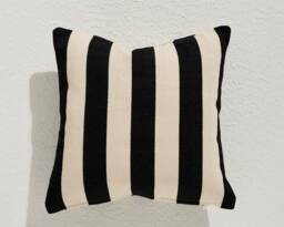 Black Striped Pillow, Wednesday Black Strip Cushion Cover, Throw Pillow, Boho Decor, Couch Woven Pillow - thumbnail 1