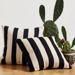 Black Striped Pillow, Wednesday Black Strip Cushion Cover, Throw Pillow, Boho Decor, Couch Woven Pillow - thumbnail 3