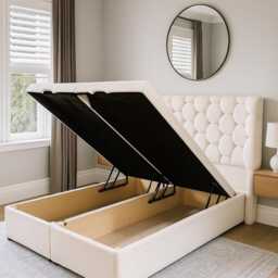 Chesterfield Teddy Fabric Ottoman Bed Gas Lift Storage, 54 - thumbnail 2