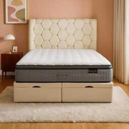Chesterfield Teddy Fabric Ottoman Bed Gas Lift Storage, 54 - thumbnail 3