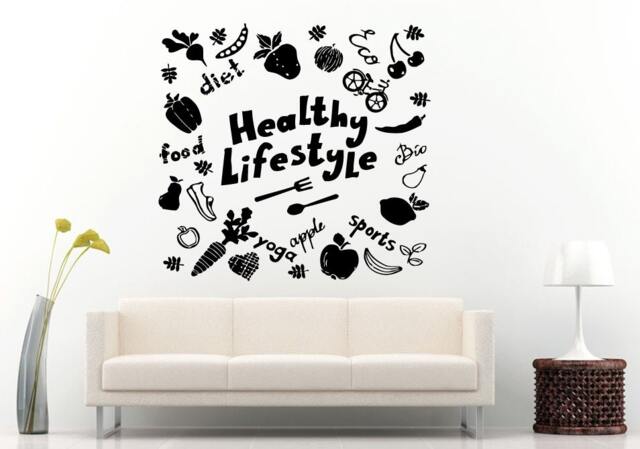 Healthy Life Style Collage Wall Decal Vinyl Sticker Mural Room Decor L728 - image 1