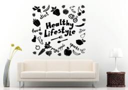Healthy Life Style Collage Wall Decal Vinyl Sticker Mural Room Decor L728 - thumbnail 1