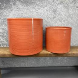 Ribbed Papaya Cylindrical Ceramic Planter/House Plant Pot Various Sizes - thumbnail 3
