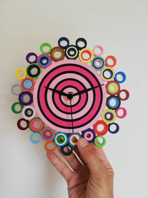 Small Wall Clock, Paper Housewarming Gift, No Ticking Unique Decor, Decor - image 1