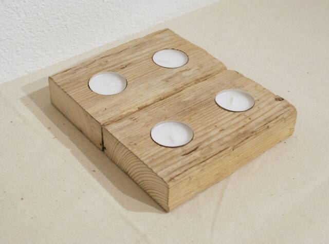 Driftwood ~ 4 Tealights Square, Candle Holder - image 1