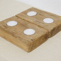 Driftwood ~ 4 Tealights Square, Candle Holder - thumbnail 2