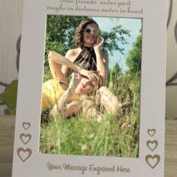 True Friends Never Part Personalised Engraved Wooden Photo Frame Oak & White Birthday Gift Keepsake Best Size 5 X 7 - thumbnail 2