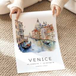 Venice Art Print, Travel Painting, Venezia Italy Gift, Poster, Housewarming Watercolour Painting - thumbnail 2