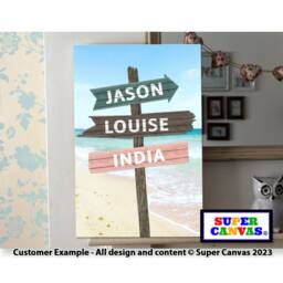 Family Wooden Street Sign Post With Names Beach Picture Wall Art Framed Canvas Print Friend Mum Dad Husband Wife Grandparent Birthday Gift - thumbnail 2