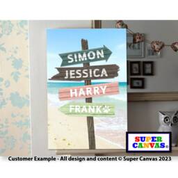 Family Wooden Street Sign Post With Names Beach Picture Wall Art Framed Canvas Print Friend Mum Dad Husband Wife Grandparent Birthday Gift - thumbnail 4