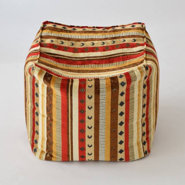 Kilim Pattern Fabric Bean Bag Pouf Cover F03 Turkish Moroccan Tribal Bohemian Square Kilim Rug Poef Puff Footstool - image 1