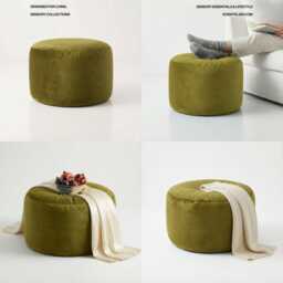 Sage Green Velvet Beanbag Ottoman Round Footstool Pouf - thumbnail 3