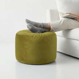Sage Green Velvet Beanbag Ottoman Round Footstool Pouf - thumbnail 2