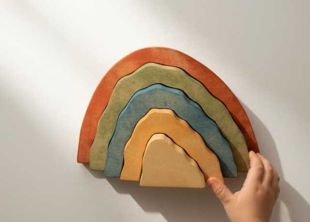 Wooden Toy Rainbow - Toys Educational Stacking Learning Wood Birthday Gift For A Kid - image 1