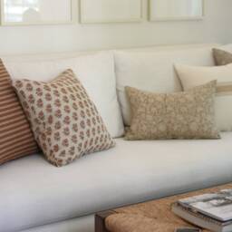 Leo White & Beige Striped Pillow - Woven Cotton Pillow - thumbnail 4