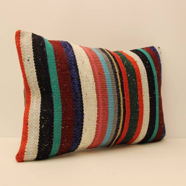 Turkish Kilim Lumbar Pillow 16x24 Boho Pillow Bohemian Cushion Navajo Rugturkish Cover Armchair Case 4Kaf-121 - image 1