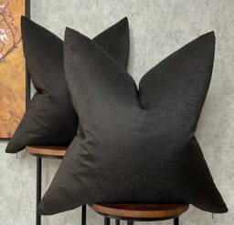Handmade Textured Black Pillow Cover, Throw Sham For Sofa Bed - Double Sided , Ashley Wilde Fabric Blean Ebony - thumbnail 1