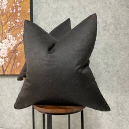 Handmade Textured Black Pillow Cover, Throw Sham For Sofa Bed - Double Sided , Ashley Wilde Fabric Blean Ebony - thumbnail 2