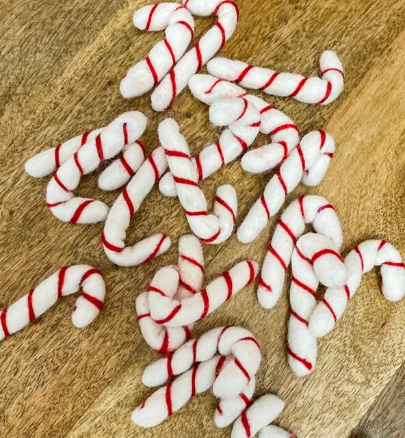 Candy Cane Felt Ornaments - Set Of 5 , Christmas Felt, Ornament, Tree Decoration, Decoration - image 1