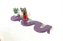 Colorful Squiggle Shelf - Wall Art, Home Decor, Danish Pastel, Aesthetic Bohemian Wavy - thumbnail 1