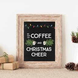 Christmas Wall Art Instant Printable Coffee & Cheer Rustic Country Sign Decor - thumbnail 1