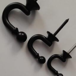 Mini Round Metal Curtain Tiebacks Wall Towel Hooks Coat Hanger - Black 30mm/35mm/45mm - Set Of 2 - thumbnail 4