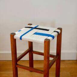 Woven Stool - Old Vintage Artisanal Weaving - thumbnail 3
