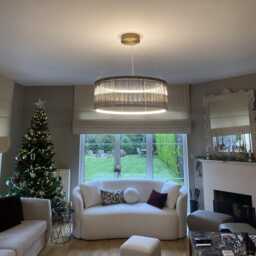 Glass Rod Chandelier, Antique Brass, Led Dining Room Light, Mid Century Pendant Fixture - thumbnail 4