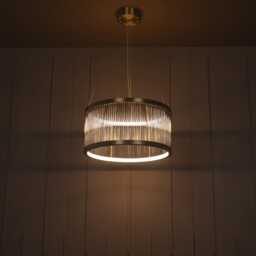 Glass Rod Chandelier, Antique Brass, Led Dining Room Light, Mid Century Pendant Fixture - thumbnail 2