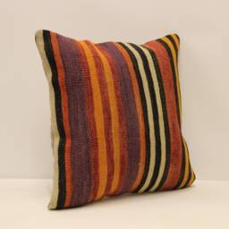 Vintage Turkish Kilim Pillow Cover, Boho Home Decor - 16x16 In - thumbnail 2