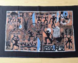Vintage Indigo Batik Wall Hanging, Tribal Abstract Art Tapestry - thumbnail 1