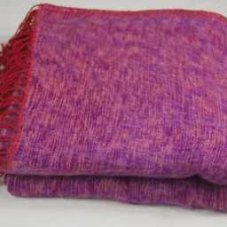 Handmade Yak Wool Blanket Teal Blue, Pink, Purple Oversized Scarf Shawl - thumbnail 4