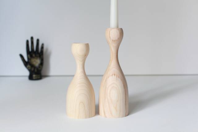 Scandinavian Wooden Candlestick Set Rustic Home Decor - image 1