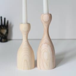 Scandinavian Wooden Candlestick Set Rustic Home Decor - thumbnail 4