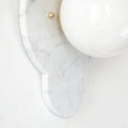 White Cararra Marble & Opal Glass Globe Sconce Light Bohemian Flush Mount Wall Vanity Powder Room - thumbnail 4